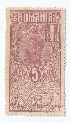 *Romania, lot 1012 cu 1 timbru fiscal general, 1919, oblit. foto