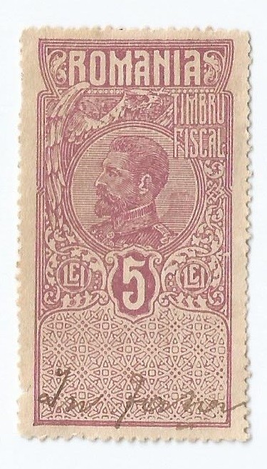 *Romania, lot 1012 cu 1 timbru fiscal general, 1919, oblit.
