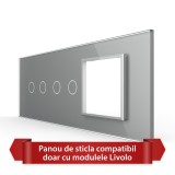 Cumpara ieftin Panou din sticla Livolo gri pentru intrerupator dublu + priza, 6/7M