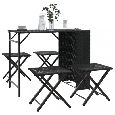 Gossi set mobilier de gradina, pliabil, 5 piese, negru, poliratan foto