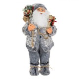 Figurină Decorativă Crăciun, Moș Crăciun, 60cm, Culoare Gri, Material Poliester, Oem