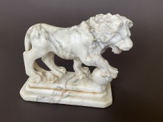 Sculptura animaliera din marmura, sfarsit de secol 19, Leul Medici, Italia