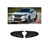 Capace Oglinda Tip Batman Compatibile Peugeot 2008 (2019-) Negru Lucios ABS Tuning Auto