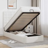 VidaXL Pat otoman cu saltea, alb, 90x200cm, piele ecologică