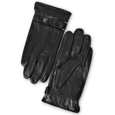 Manusi Barbati Piele Naturala Touchscreen, cu Capsa, Calduroase, Elegante si Captusite - Ideale pentru Condus si Folosirea Smartphone-ului, Negru Luci