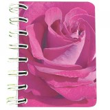 Carnet cu spira Trandafir roz, 7 x 10 cm, 75 foi veline