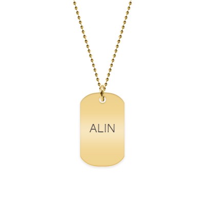 Freedom - Colier din argint 925 placat cu aur galben 24K dog tag personalizat foto