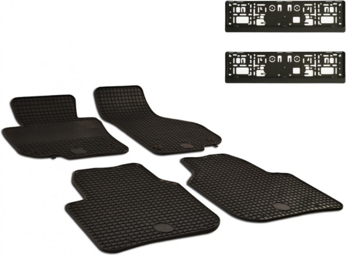 Set Covorase Auto Cauciuc Umbrella Pentru Skoda Superb Ii (2008-2015) + Suport Numar Inmatriculare Mega Drive Simplu Set 2 Buc