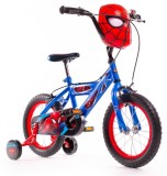 Bicicleta cu roti ajutatoare, Huffy, Marvel Spiderman, 14 inch, Rosu