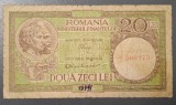 bancnota 20 lei 1947 1950 semnaturi Luca Rubicec, uzata, la numitorul fractiei cu doua cifre