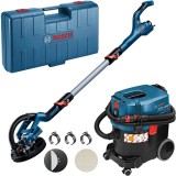 Bosch GTR 550 + GAS 35 L SFC - Slefuitor pentru pereti 550 W 225 mm valiza plastic + Aspirator umed-uscat 1200 W 254 mbar 35 l priza scule electrice