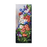 Tablou pictat manual, hol, dormitor, living, Aranjament floral, voie buna, 60x25cm ulei pe panza, gata de agatat pe perete