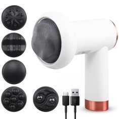 Aparat Masaj Anticelulitic Profesional, 5 Capete, 6 Trepte, 3200 rpm, Remodelare, Relaxare, Tonifiere, USB-C, Alb