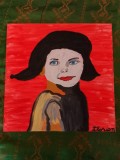 TABLOU PE PANZA CU SASIU NOU 50X50 CM PORTRET ACRILIC PRET 100 LEI NEGOCIABIL SE APLICA REDUCERE INTR 50 SI 80 LA SUTA %