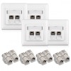 Set 4 Prize Duble Retea RJ45 10G CAT6A Kwmobile, Albe, Metalice - Mufe Keystone Ecranate, Montare Facila