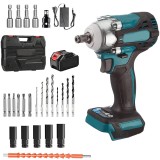Masina de insurubat cu impact, Folixs&reg;, motor fara perii, 300Nm, Incarcator si acumulator de 2.6Ah, 25 accesorii, Valiza transport, led iluminare, Neg