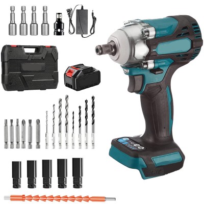 Masina de insurubat cu impact, Folixs&amp;reg;, motor fara perii, 300Nm, Incarcator si acumulator de 2.6Ah, 25 accesorii, Valiza transport, led iluminare, Neg foto