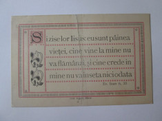 Rara! Carte postala religioasa/crestina lipita pe mijloc cu scoci,scrisa in 1923 foto