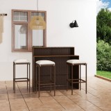 Cumpara ieftin Set mobilier bar de grădină cu perne, 4 piese, maro