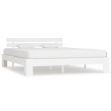 Cumpara ieftin Cadru de pat cu tablie, alb, 160x200 cm, lemn masiv de pin