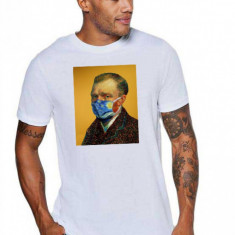 Tricou barbati alb - Van Gogh in Pandemie - S