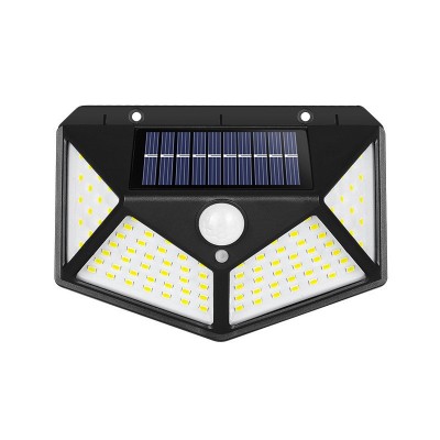 Lampa cu incarcare solara pentru exterior, 100 LED cu distanta de inductie, montaj pe perete, fara cabluri, cu 4 fete, Flippy foto