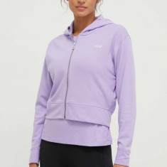 Dkny bluza femei, culoarea violet, cu glugă, neted