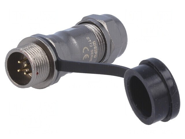 Mufă ST12 tată PIN 4 IP67 5A 200V pentru cablu 5-8mm