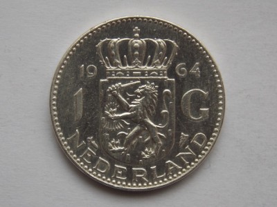 1 GULDEN 1964 OLANDA-argint foto