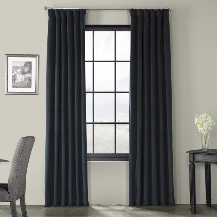 Draperie din catifea cu rejansa din bumbac tip fagure, Madison, 200x210 cm, densitate 700 g/ml, Aegean, 1 buc
