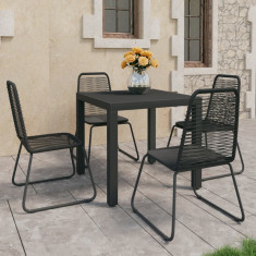 vidaXL Set mobilier de grădină, 5 piese, negru, ratan PVC