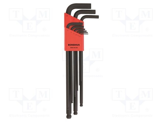 Set chei imbus sferic lungi 9 piese BONDHUS oțel
