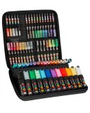 Set 60 Markere POSCA Uni cu Mapa, 32x32x5cm - Pentru Toate Suprafetele