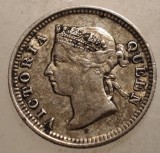 J.253 HONG KONG COLONIE BRITANICA VICTORIA 5 CENTS 1891 ARGINT