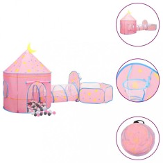vidaXL Cort de joacă pentru copii cu 250 bile, roz, 301x120x128 cm 3107738