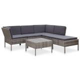 vidaXL Set mobilier de grădină cu perne, 6 piese, gri, poliratan 48942
