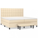 Cumpara ieftin Pat box spring cu saltea, crem, 200x200 cm, textil