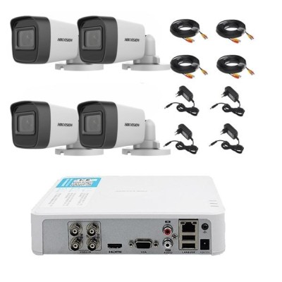 Kit supraveghere video 4 camere Hikvision exterior 20m IR, accesorii incluse SafetyGuard Surveillance foto