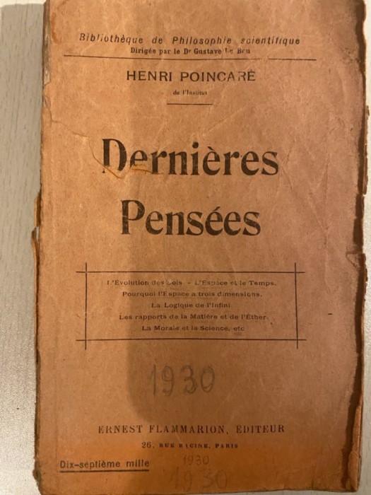 Derni&egrave;res pens&eacute;es / Henri Poincar&eacute; / 1930