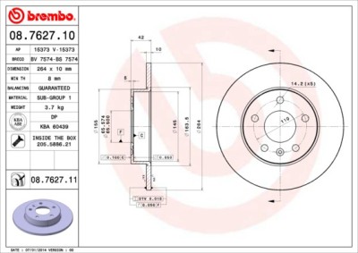 BREMBO 08.7627.11 PRIME LINE - UV Coated Disc frana foto