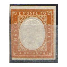 Italy Sardinia 1855 King Viktor Emanuel II, 80c brown orange, SIGNED, MH AM.156