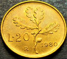 Moneda 20 LIRE - ITALIA, anul 1980 * cod 2402 A = A.UNC foto
