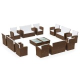 Cumpara ieftin Set mobilier de gradina cu perne, 16 piese, maro, poliratan