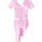 Costum Medical Pe Stil, Roz deschis cu Elastan Cu Paspoal si Garnitură alba, Model Nicoleta - 4XL, M