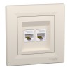 Priza RJ45 dubla UTP CAT5E Schneider Asfora crem EPH4400123