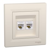 Priza RJ45 dubla UTP CAT5E Schneider Asfora crem EPH4400123