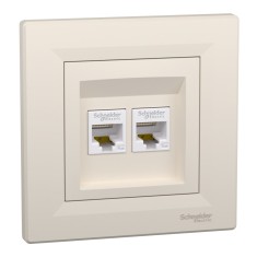 Priza RJ45 dubla UTP CAT5E Schneider Asfora crem EPH4400123
