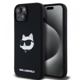 Husa MagSafe pentru Apple iPhone 15, Karl Lagerfeld, Silicone Choupette&#039;s Head, Neagra
