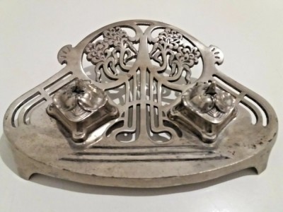 L. Meyer jun. &amp;amp; Co. călimară Art Nouveau, fier cromat din 1900 foto