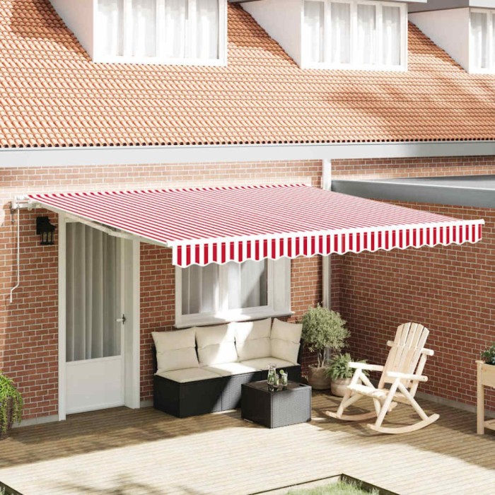 Marchiză retractabilă Roșu și alb 400 &times; 300 cm Roșu și alb